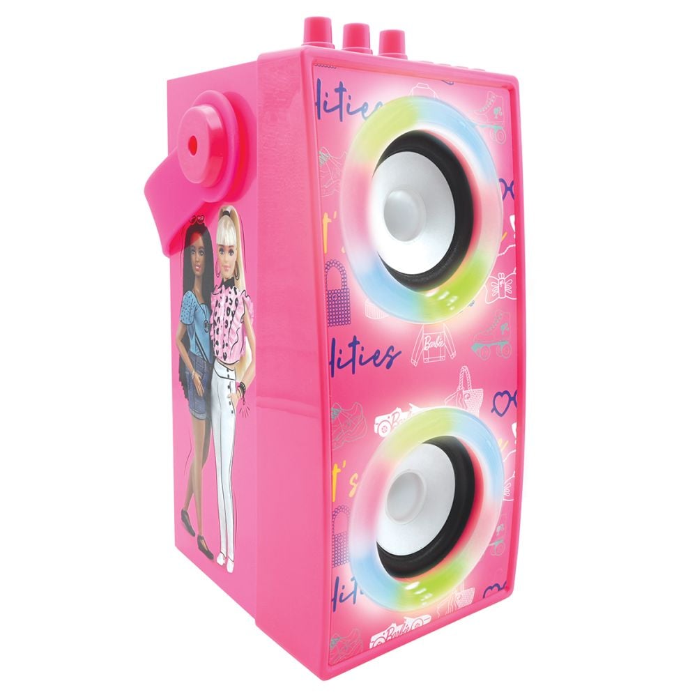 Преносима тонколонка с микрофон и светлинни ефекти, Lexibook, Barbie