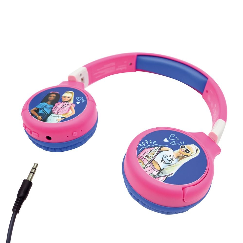 Сгъваеми слушалки с кабел и Bluetooth, Lexibook, Barbie