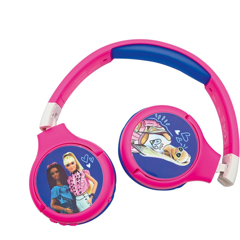 Сгъваеми слушалки с кабел и Bluetooth, Lexibook, Barbie