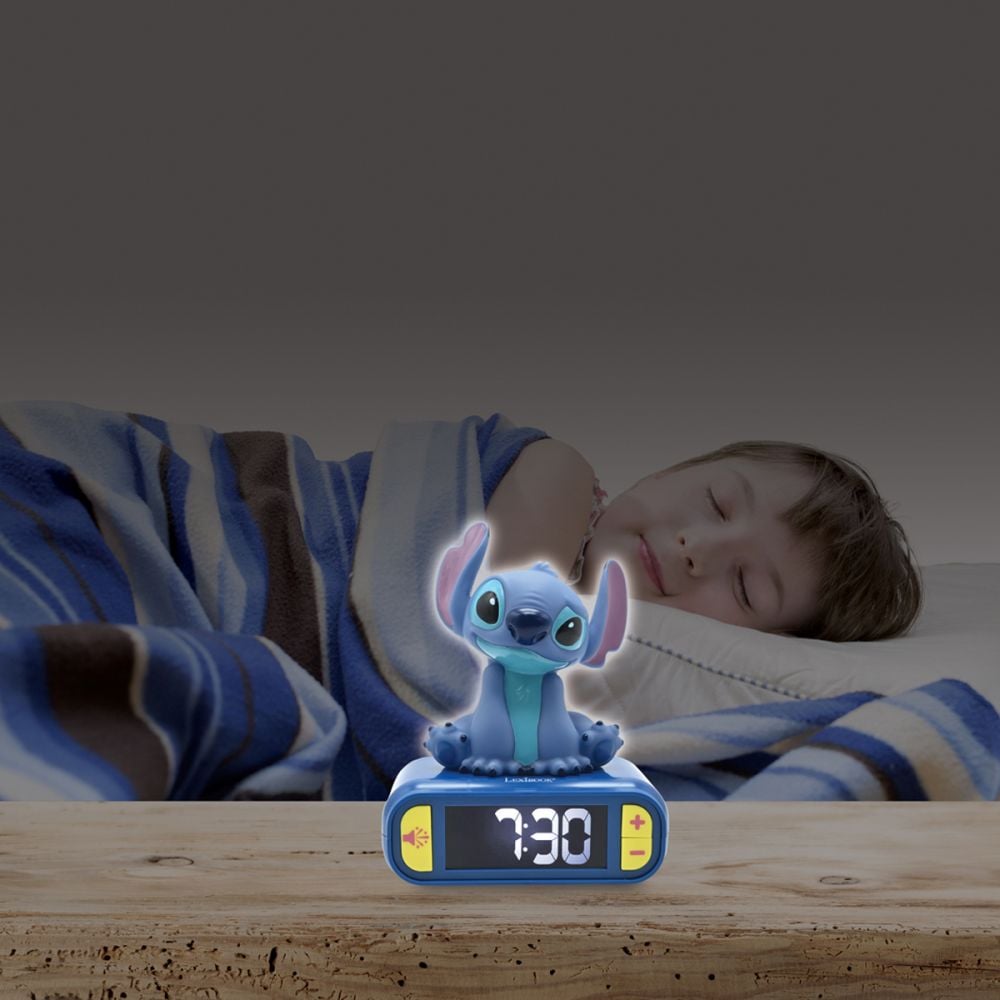 Дигитален часовник с аларма и светлина, Lexibook, Disney Stitch
