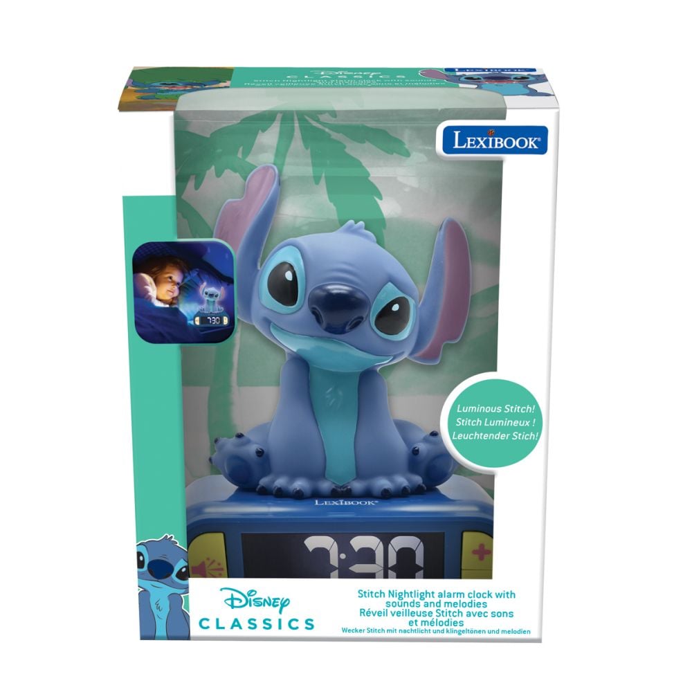Дигитален часовник с аларма и светлина, Lexibook, Disney Stitch