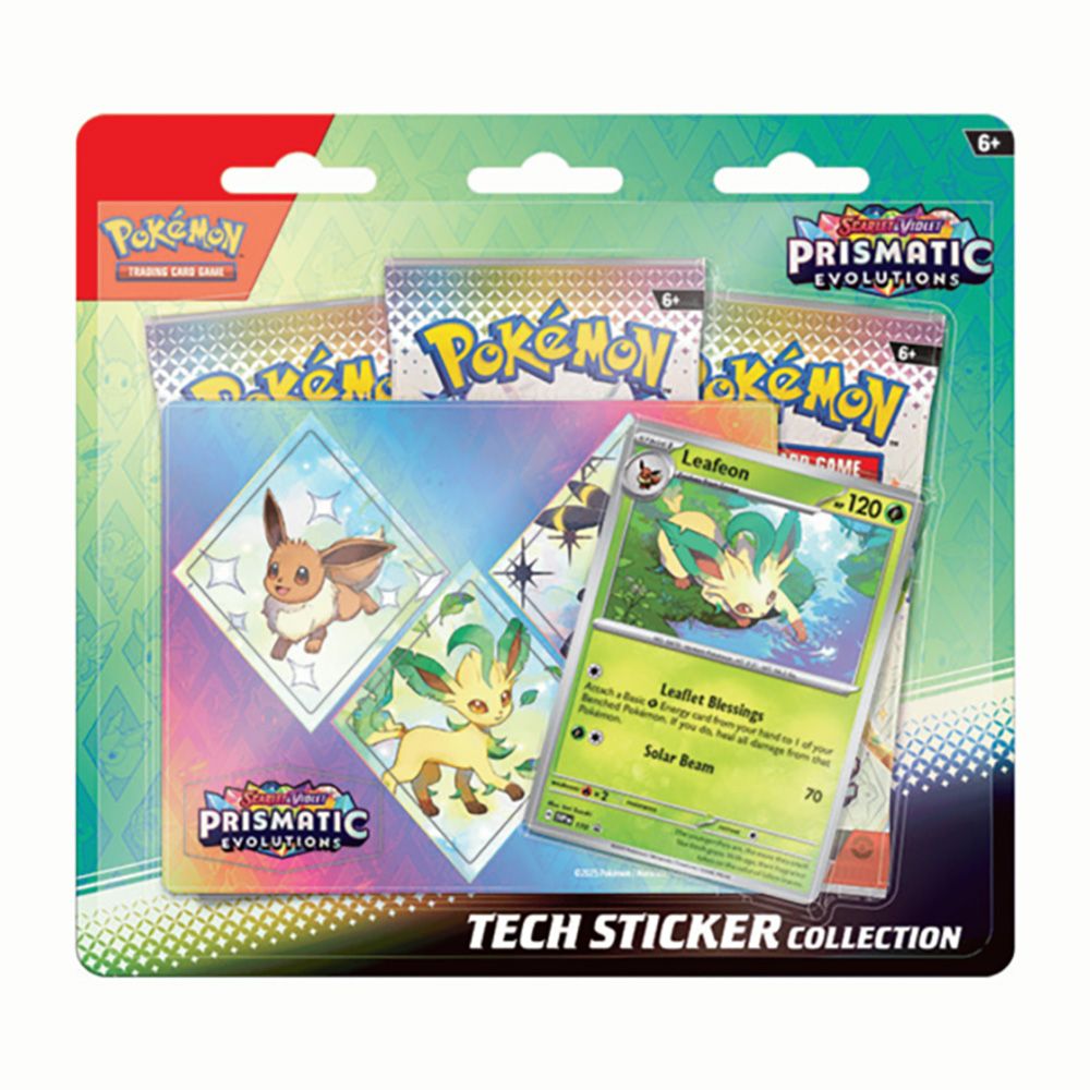 Комплект карти за игра, Pokemon,  SV8.5 Prismatic Evolution Tech Sticker Collection, Leafeon