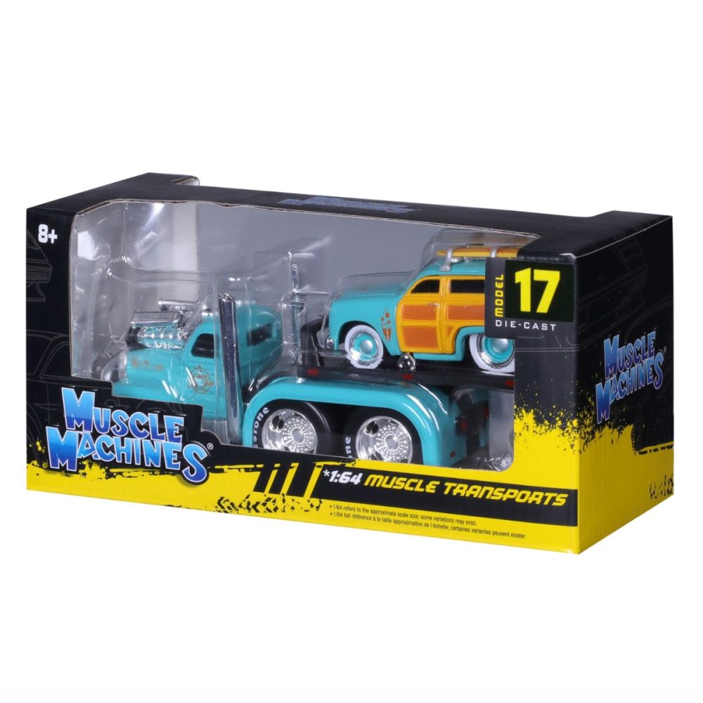 Транспортьор и количка, Maisto, Muscle Transports, 1953 MACK B-61 Flatbed и 1950 Ford Woody, 1:64