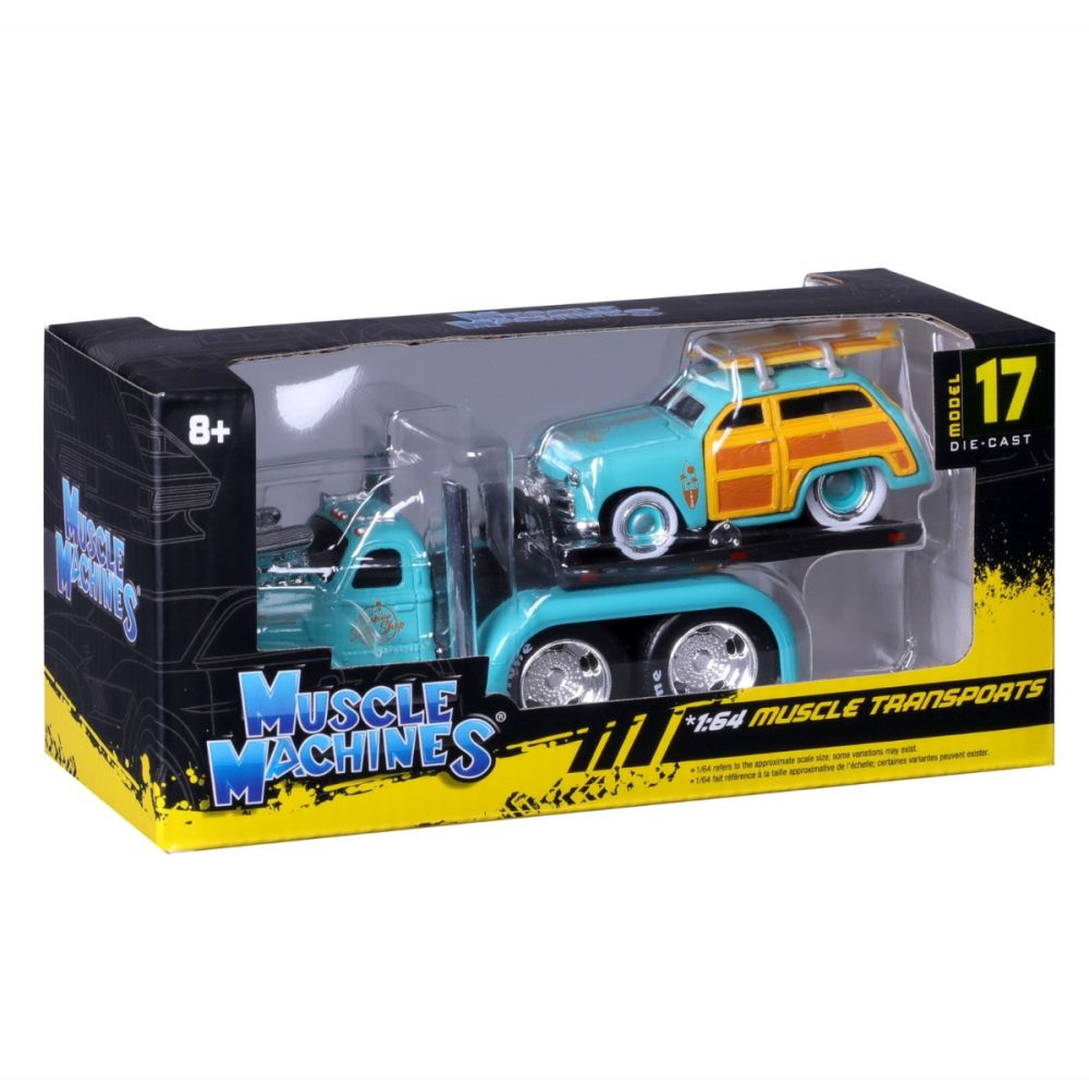 Транспортьор и количка, Maisto, Muscle Transports, 1953 MACK B-61 Flatbed и 1950 Ford Woody, 1:64