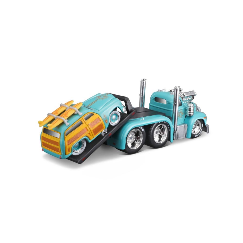 Транспортьор и количка, Maisto, Muscle Transports, 1953 MACK B-61 Flatbed и 1950 Ford Woody, 1:64