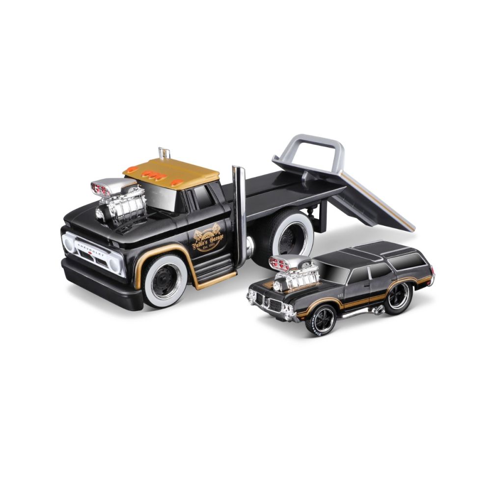 Транспортьор и количка, Maisto, Muscle Transports, 1966 Chevrolet C60 Flatbed и Oldsmobile Vista Cruiser 1970, 1:64