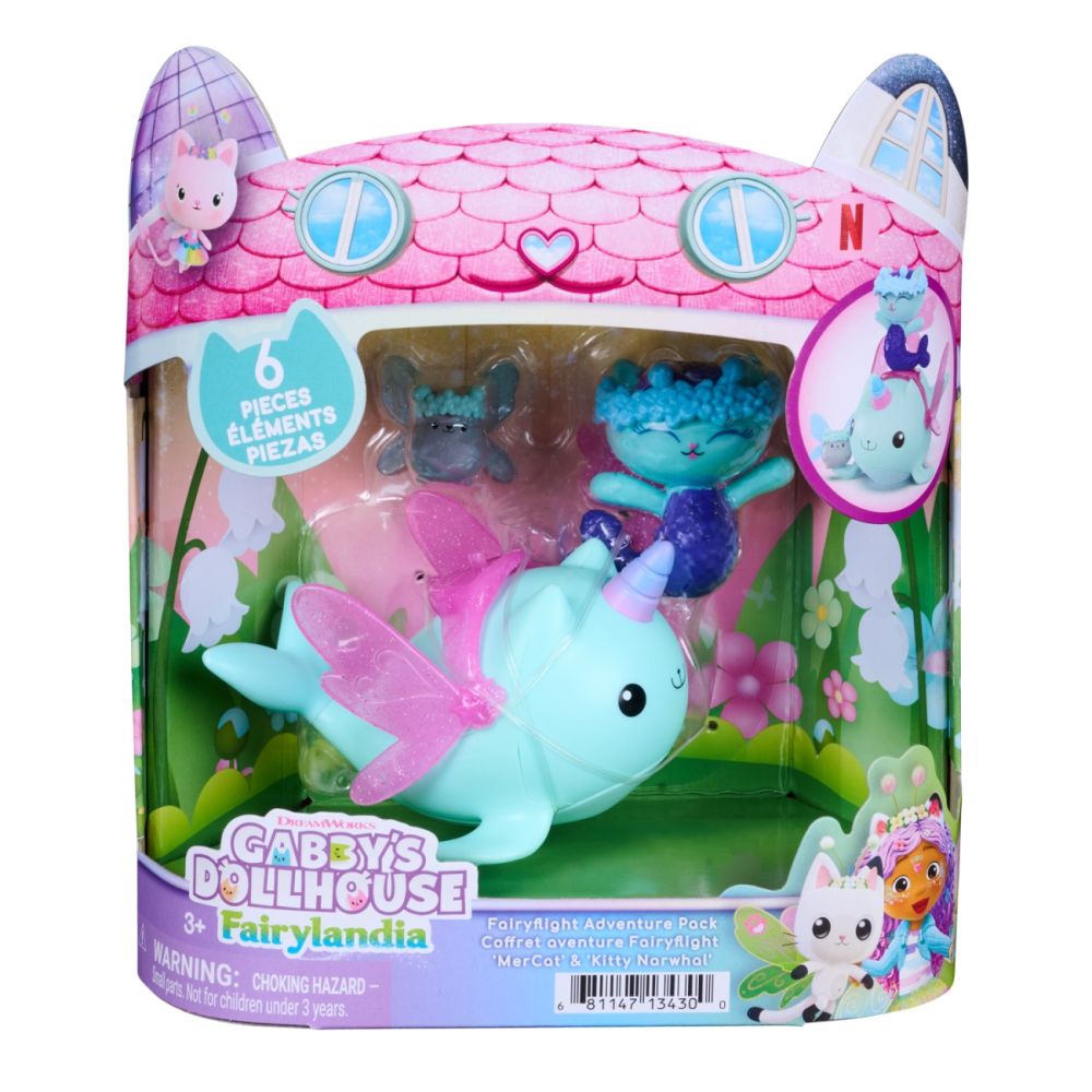 Комплект за игра, Gabbys Dollhouse, Fairyland, MerCat и Kitty Narwhal, 20157354