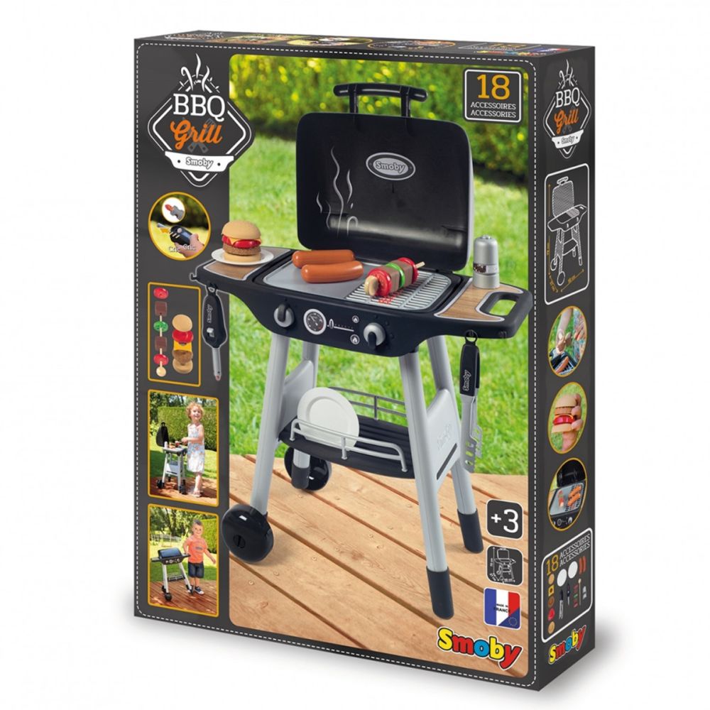 Комплект барбекю с аксесоари, Smoby, BBQ Grill, 18 аксесоара