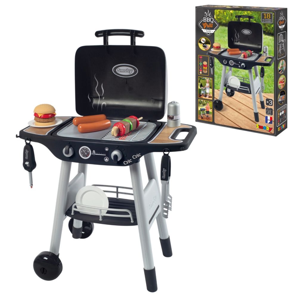 Комплект барбекю с аксесоари, Smoby, BBQ Grill, 18 аксесоара
