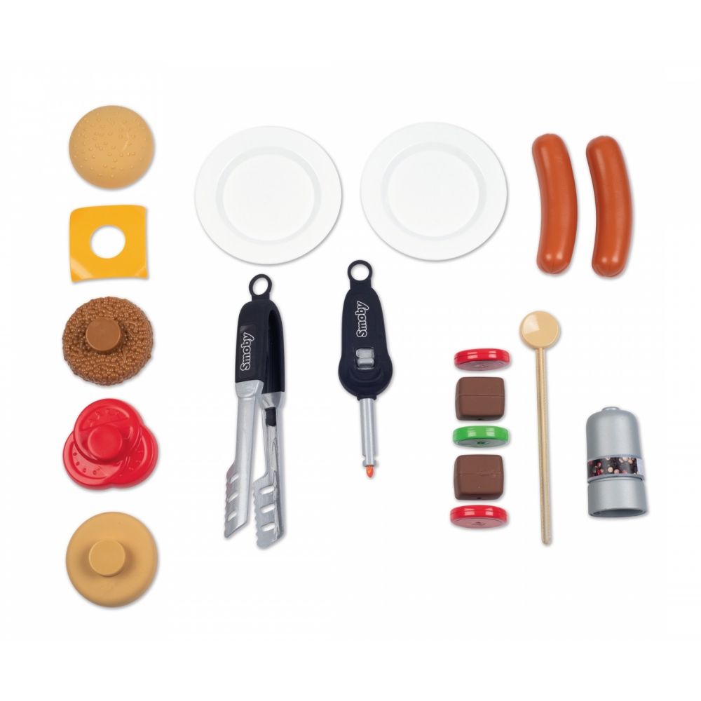 Комплект барбекю с аксесоари, Smoby, BBQ Grill, 18 аксесоара