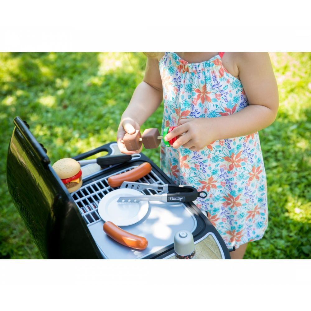 Комплект барбекю с аксесоари, Smoby, BBQ Grill, 18 аксесоара