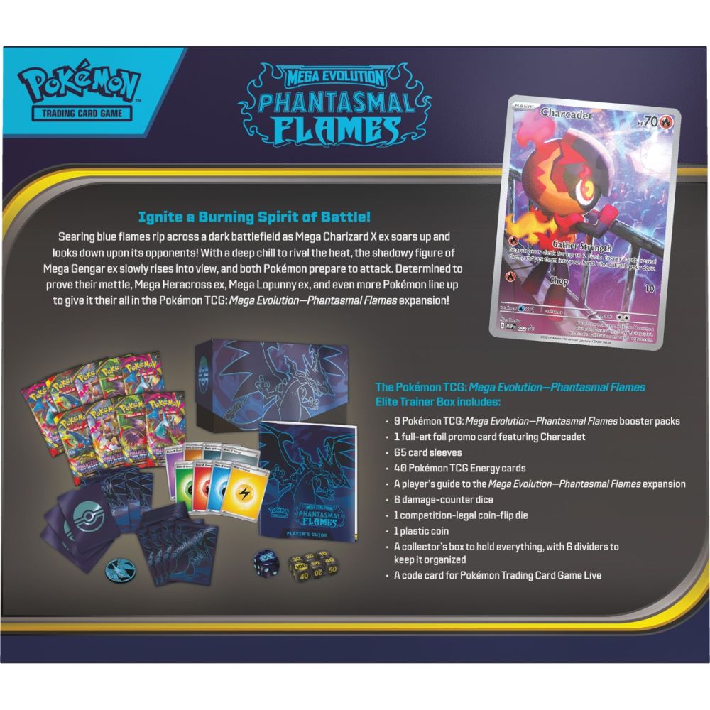 Комплект карти за игра, Pokemon TCG, Mega Evolution, Phantasmal Flames, Elite Trainer Box