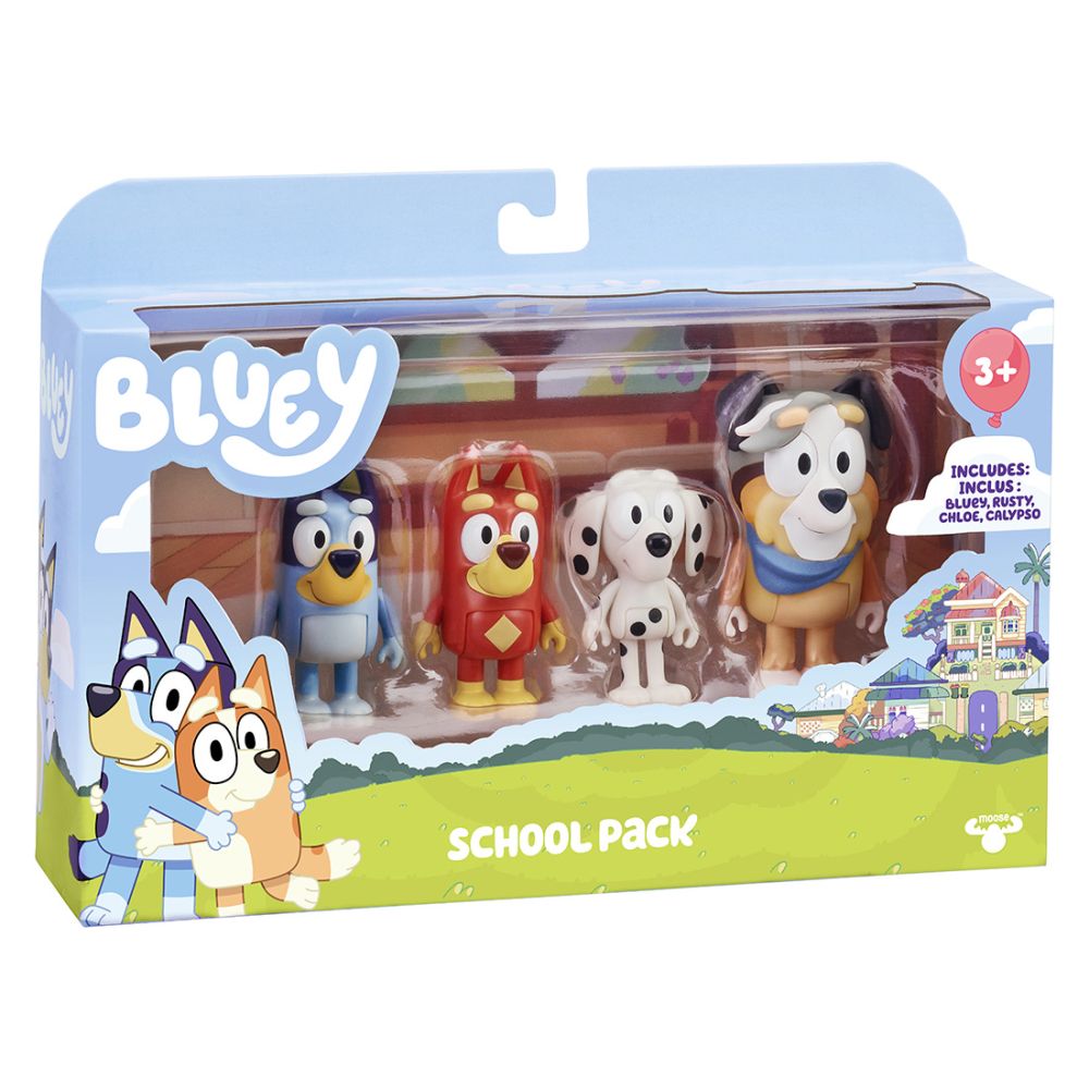 Комплект 4 фигурки, Bluey, На Училище