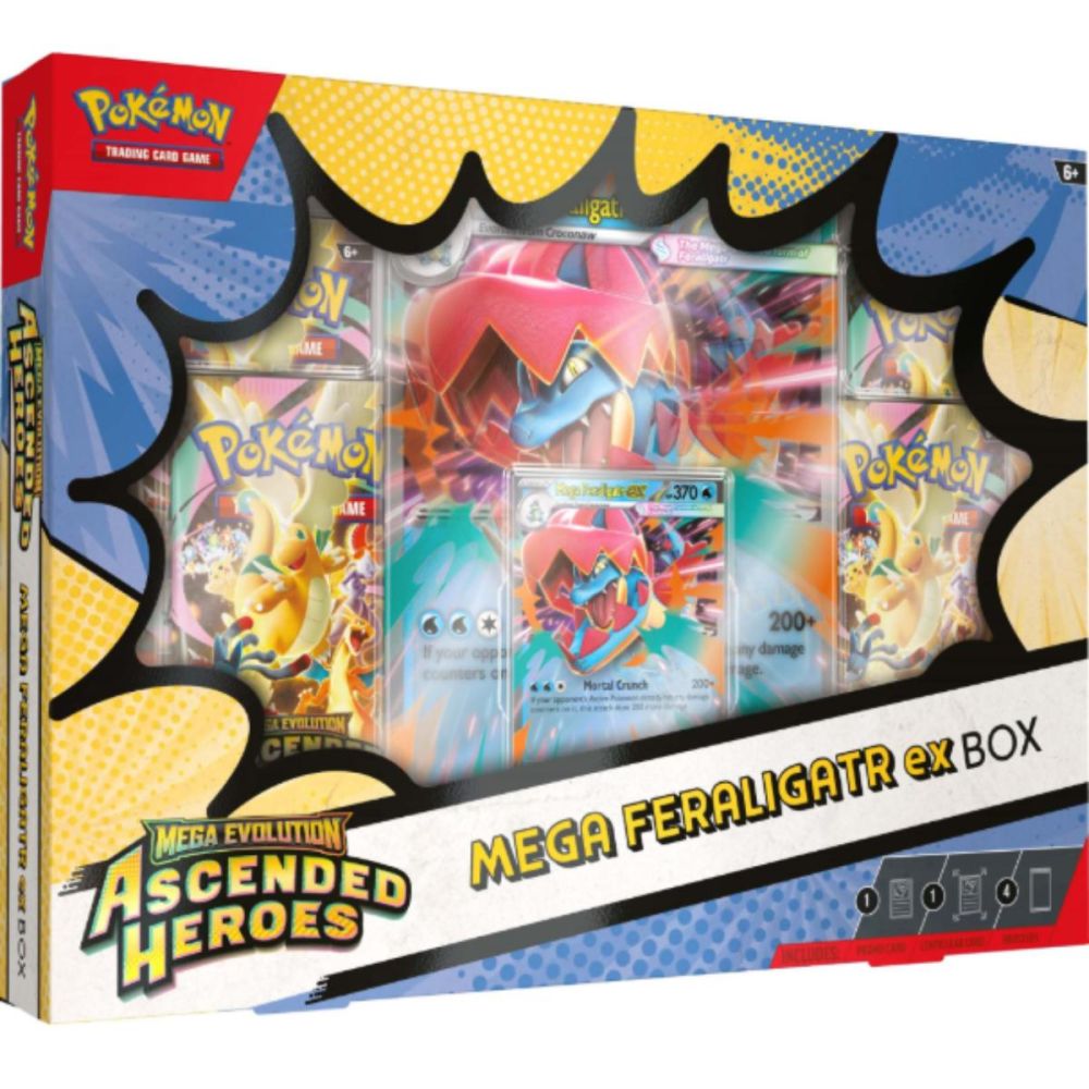 Комплект карти за игра, Pokemon TCG, Ascended Heroes, Mega Feraligatr ex Box
