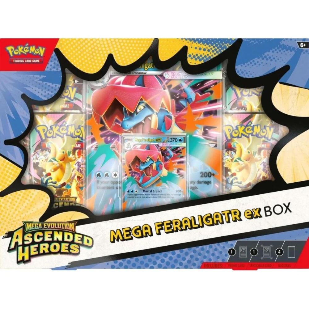 Комплект карти за игра, Pokemon TCG, Ascended Heroes, Mega Feraligatr ex Box
