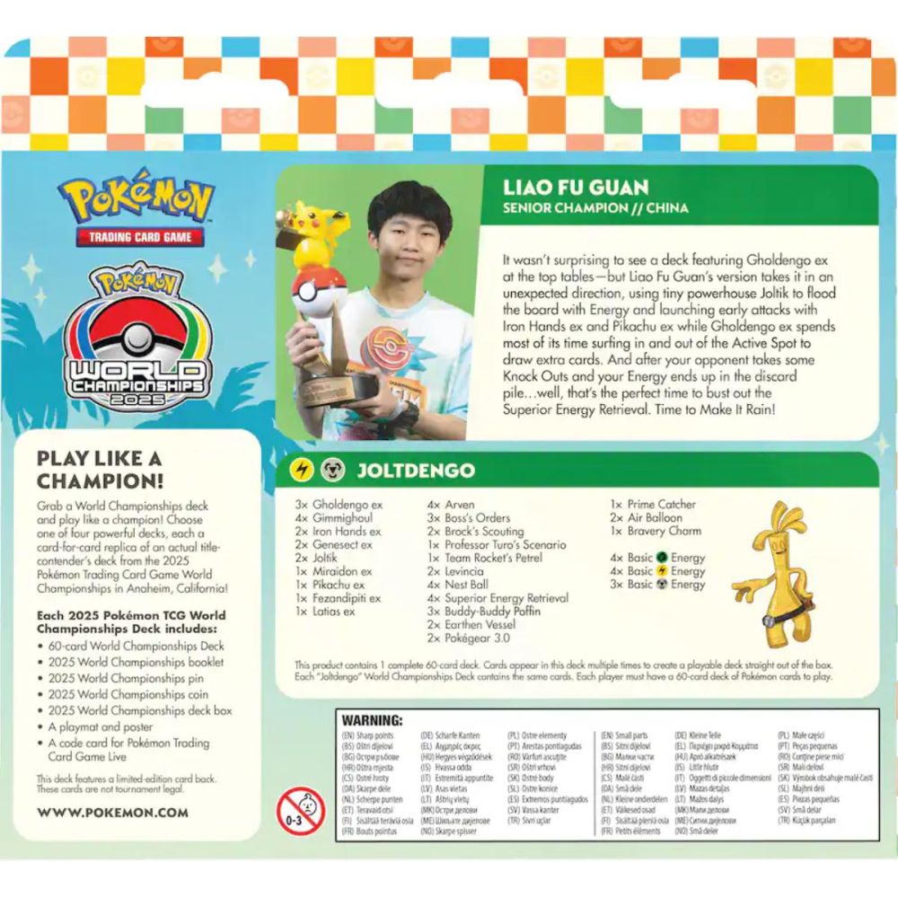 Комплект карти за игра, Pokemon TCG, 2025 World Championship Decks, Liao Fu Guan (Joltdengo)