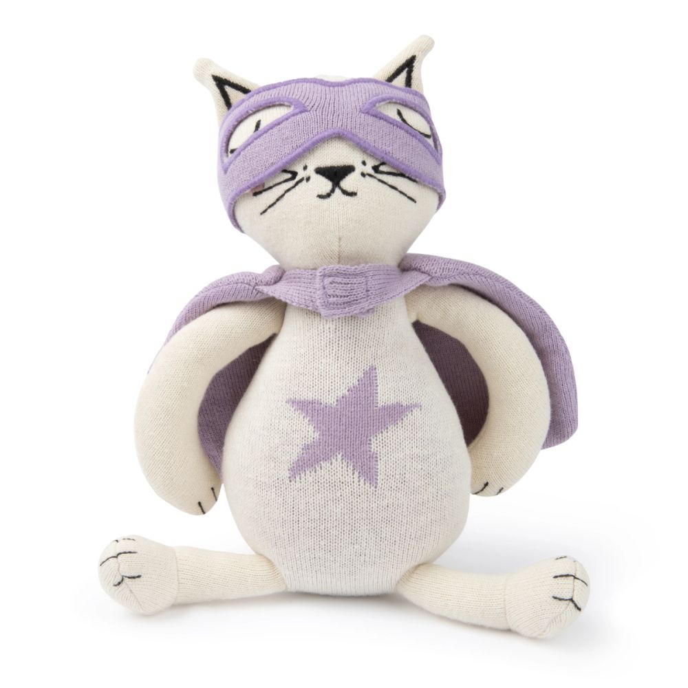 Плюшена играчка от органичен памук Picca Loulou, Супер котка Кати, 25 см