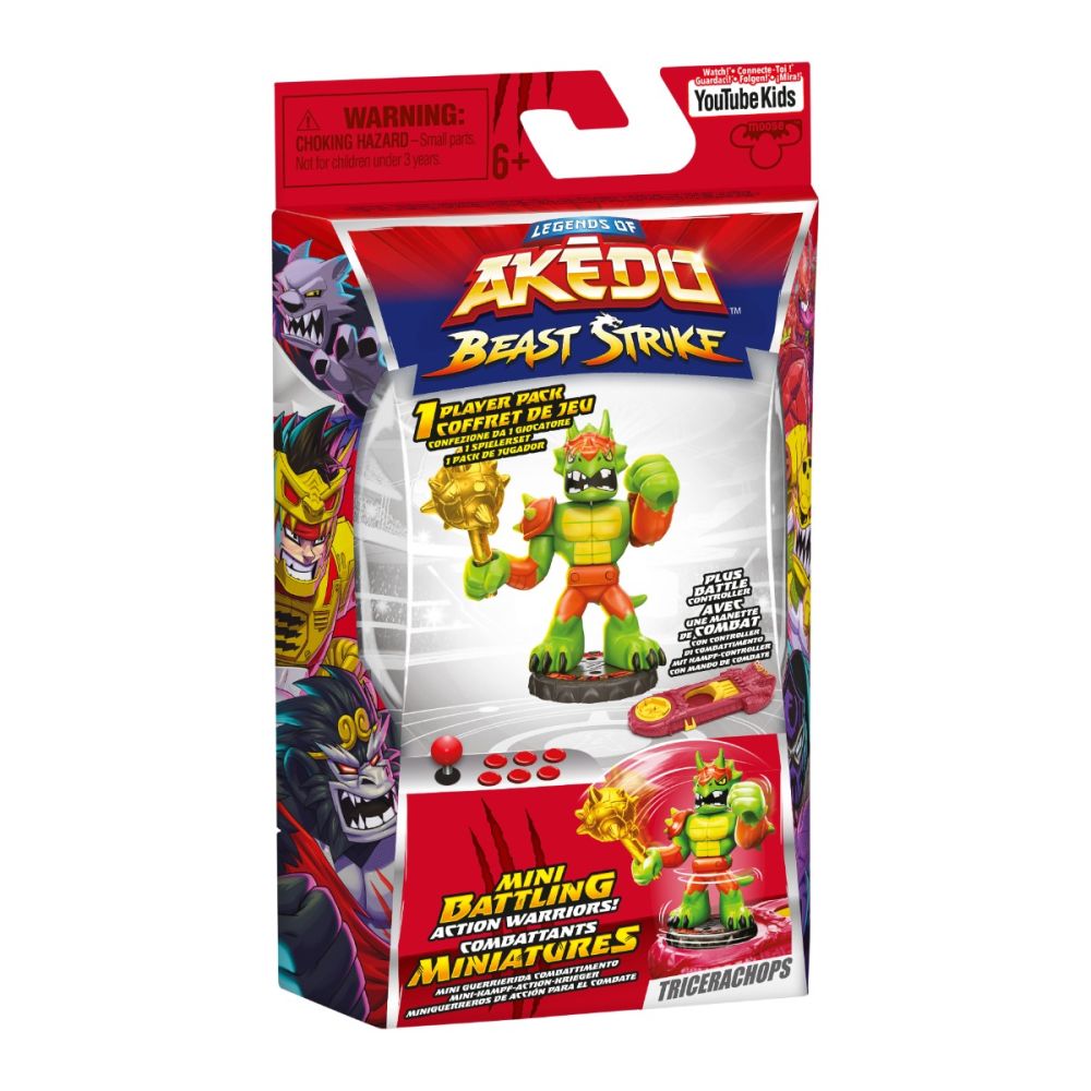 Фигурка с аксесоари, Akedo, Beast Strike, Tricerachops, S5