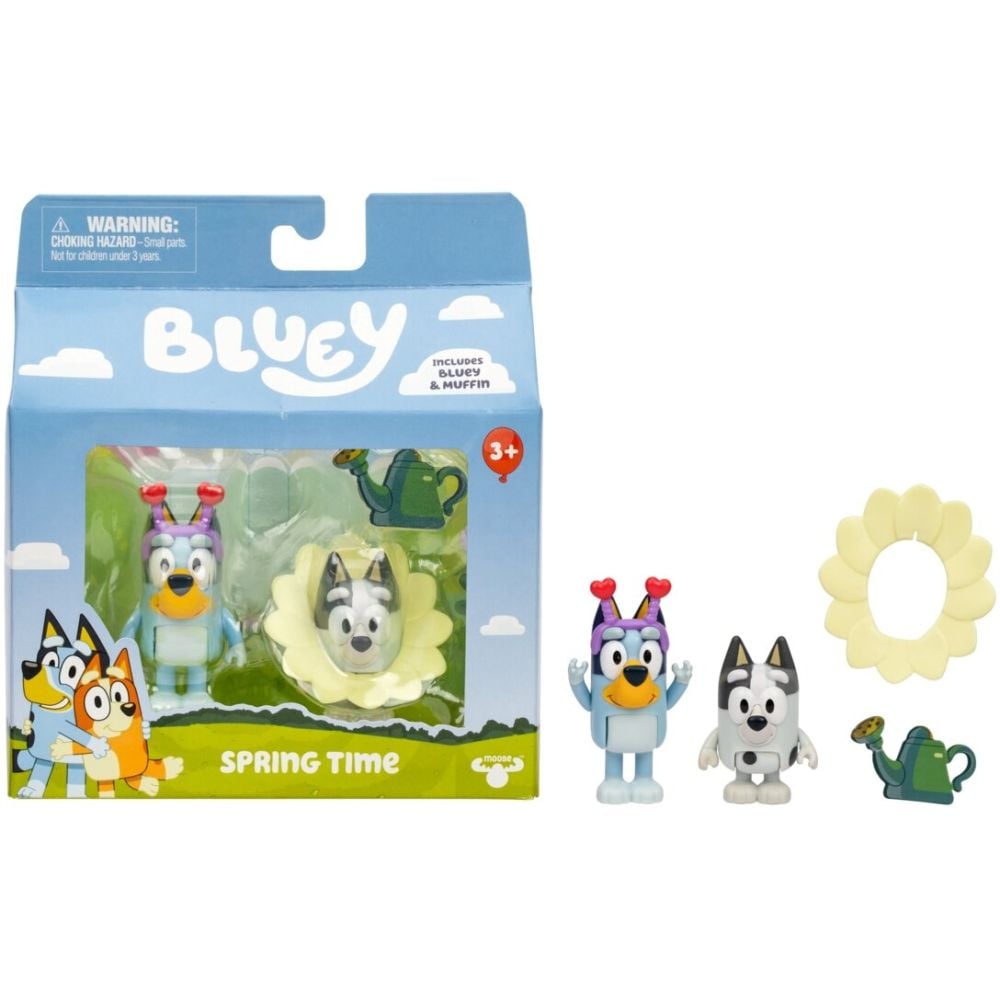 Комплект за игра с 2 фигурки, Bluey, Spring Time, Bluey и Muffin
