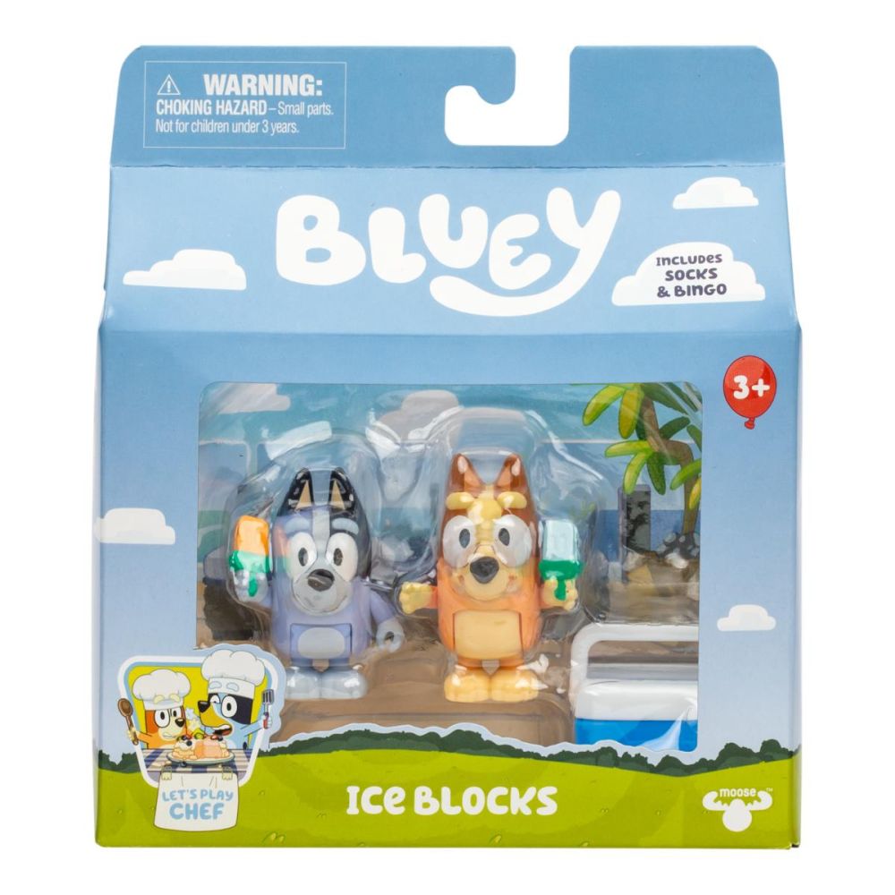 Комплект за игра с 2 фигурки, Bluey, Ice Blocks, Bingo и Socks