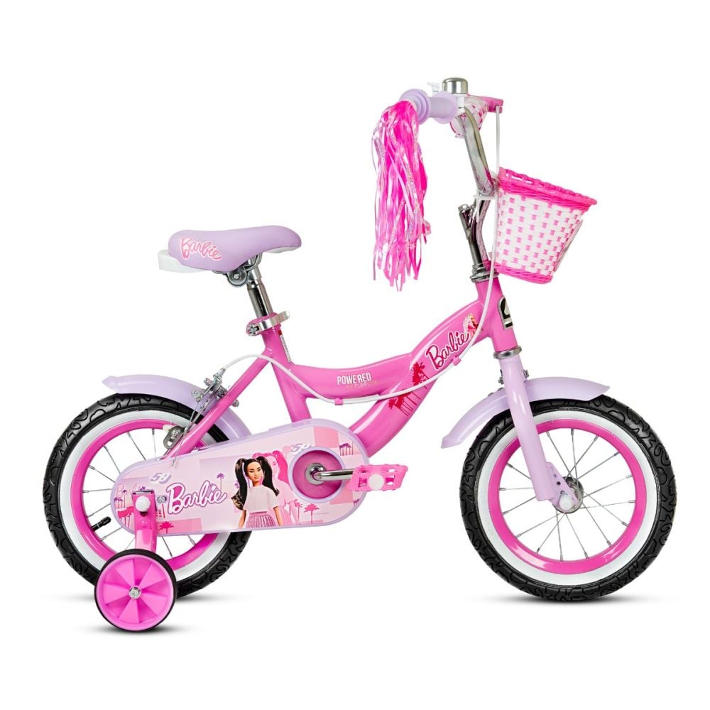 Велосипед с кошница и помощни колела, Barbie, 12 инча
