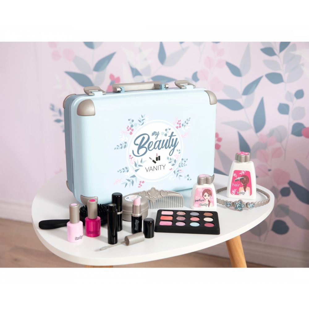 Комплект чанти с аксесоари за красота, Smoby, My Beauty Vanity, 13 аксесоара