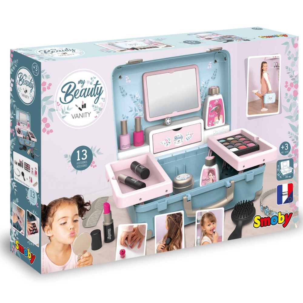 Комплект чанти с аксесоари за красота, Smoby, My Beauty Vanity, 13 аксесоара