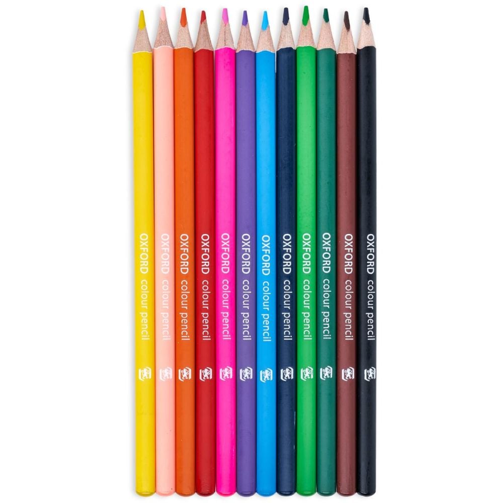 Комплект 12 цветни моливи с триъгълна форма и острилка, Herlitz, Oxford