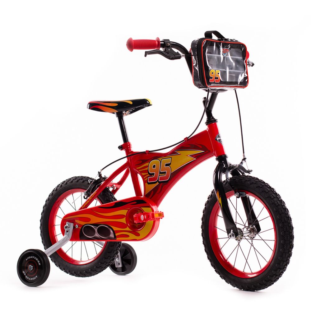 Велосипед с помощни колела, Huffy, Disney Pixar Cars 95, 14 инча, Червено
