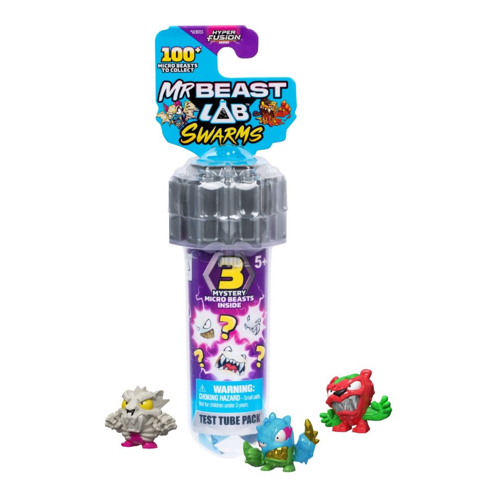 Комплект 3 фигурки, MrBeast Lab Swarms, Mystery Micro Beasts, S3