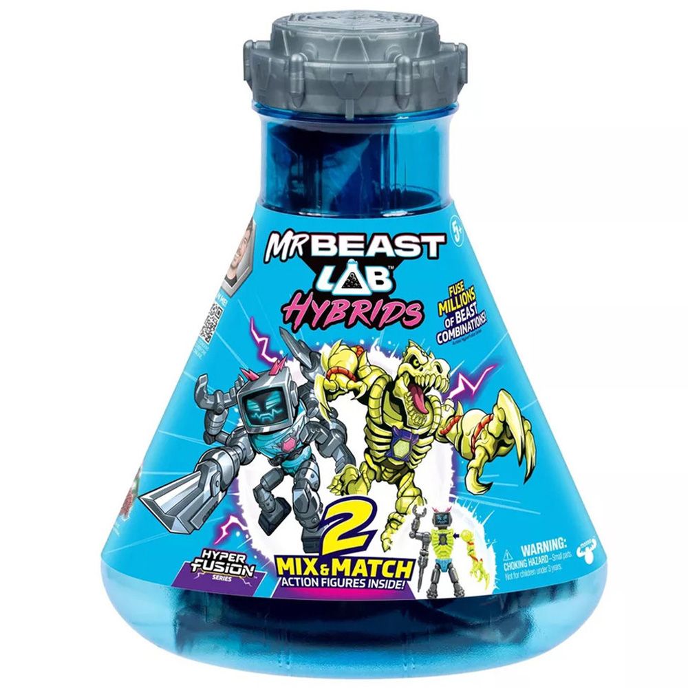 Комплект 2 фигурки, Mr Beast Lab Hibrids, W2, Hyper Fusion, Lab-Bot Vs Gid Skeleton