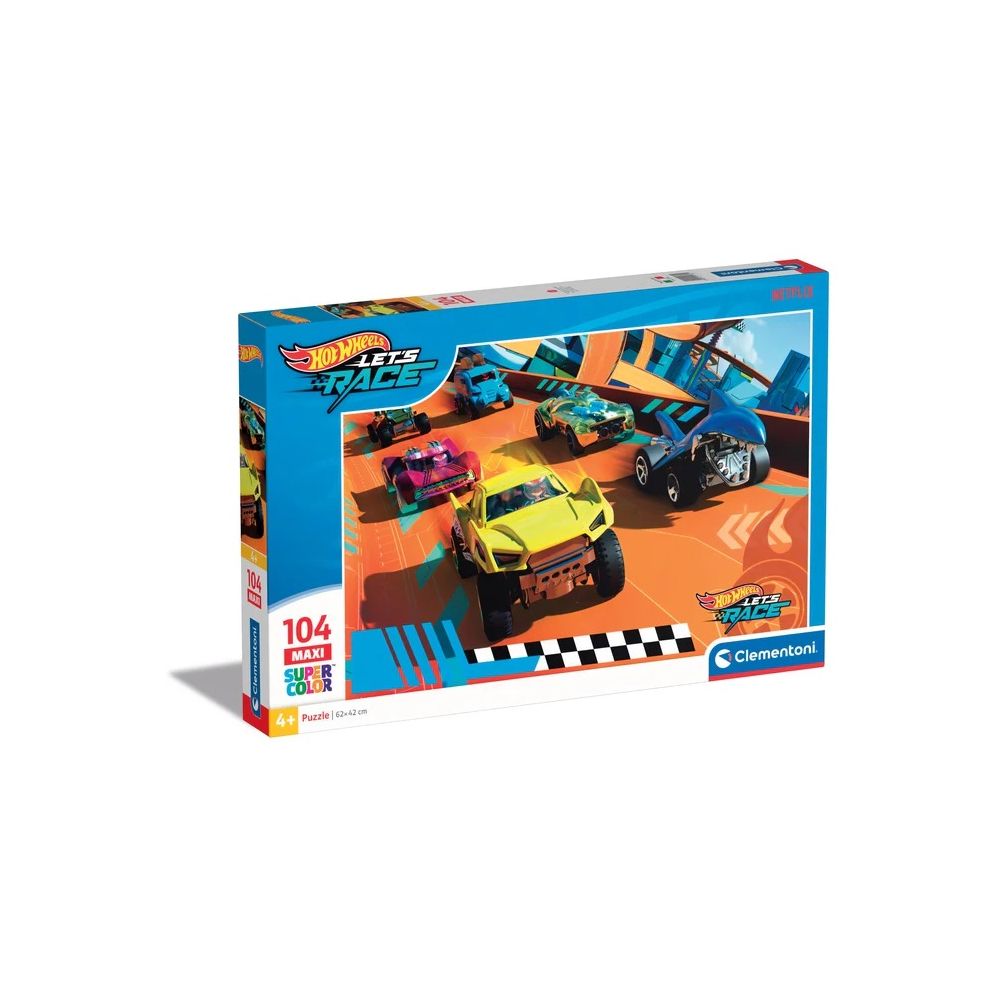 Пъзел Clementoni, Hot Wheels, Let s Race, Super Color, 104 части