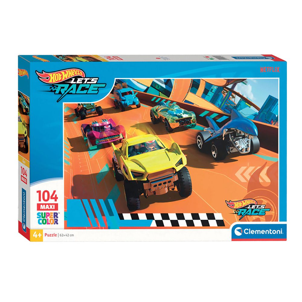 Пъзел Clementoni, Hot Wheels, Let s Race, Super Color, 104 части