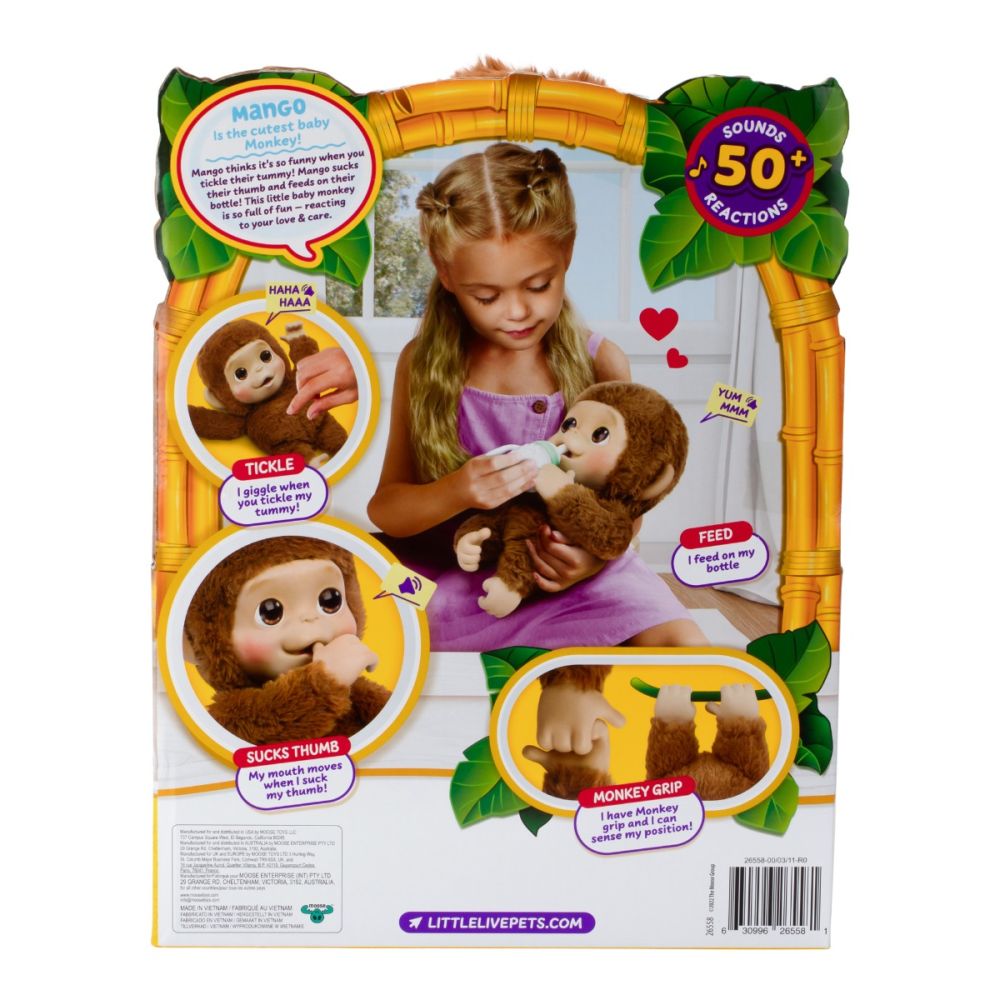 Интерактивна плюшена играчка, Little Live Pets, My Baby Monkey, Mango