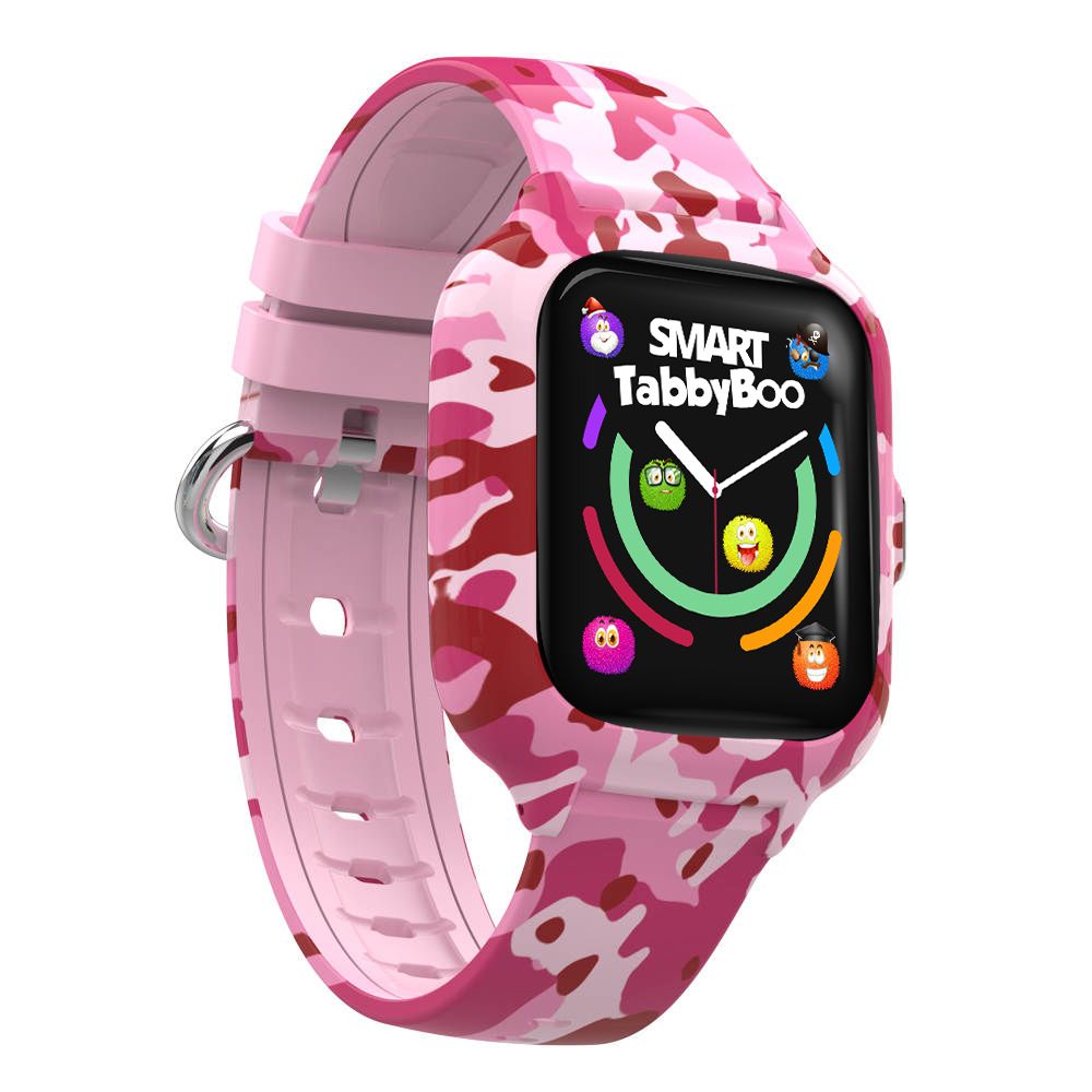 Часовник smartwatch, Tabby Boo, 4G, GPS, Camera HD, Екран 1.4 инча, Camouflage Pink