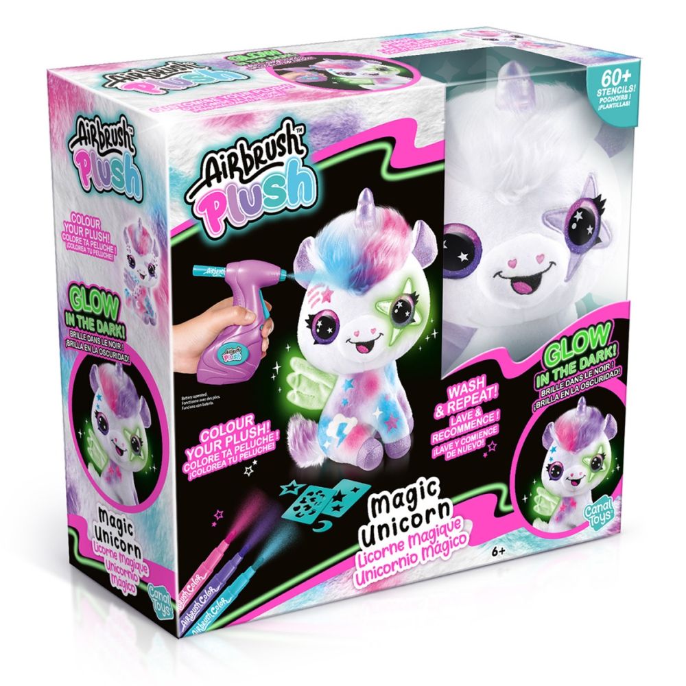Плюшена играчка за оцветяване, Airbrush Plush, Glow in the dark, Magic Unicorn