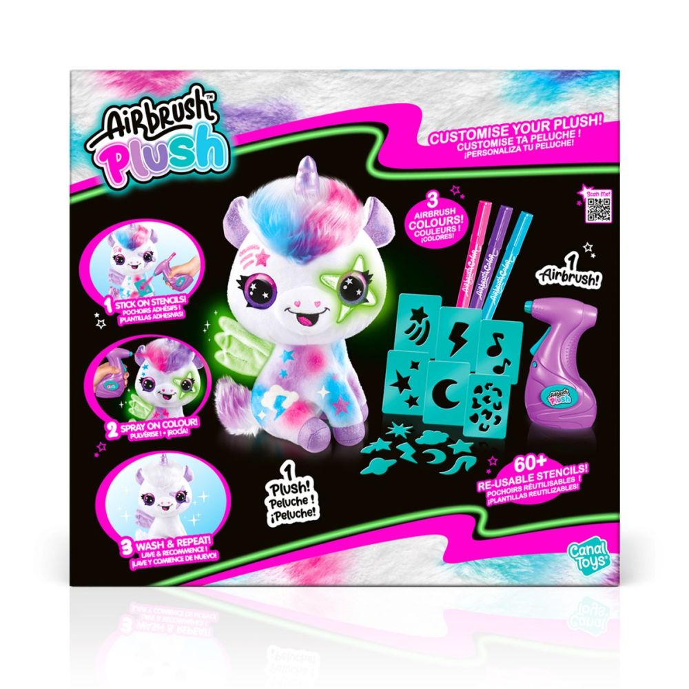 Плюшена играчка за оцветяване, Airbrush Plush, Glow in the dark, Magic Unicorn