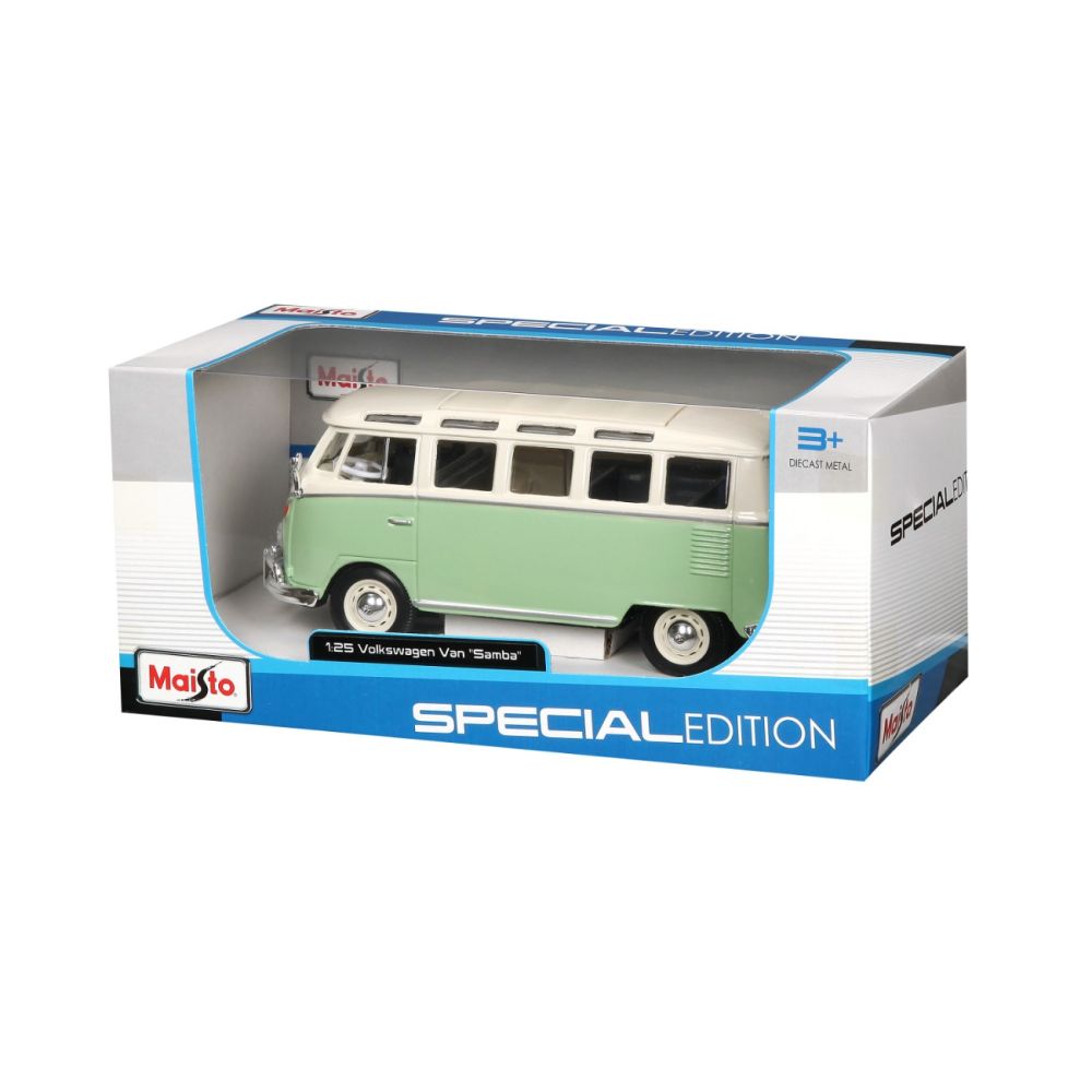 Метална количка, Maisto, Volkswagen Van Samba, 1:25, Зелена