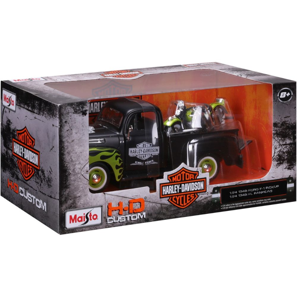 Комплект кола и мотоциклет, Maisto, H-D Custom, 1948 Ford F1 Pick Up и 1948 FL Panhead, 1:24