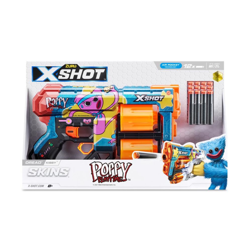 Бластер X-Shot, Excel Skins Dread, Kissy, 12 снаряда