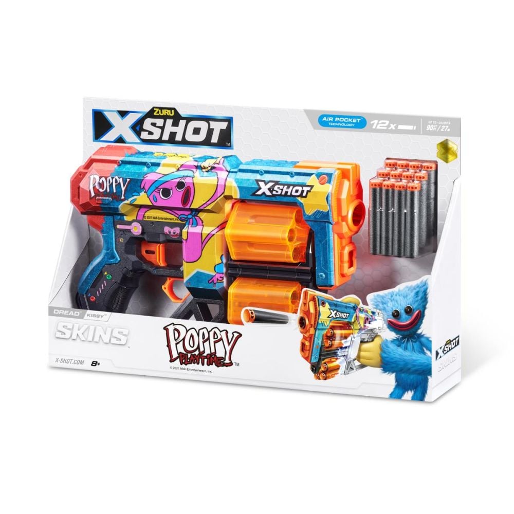 Бластер X-Shot, Excel Skins Dread, Kissy, 12 снаряда