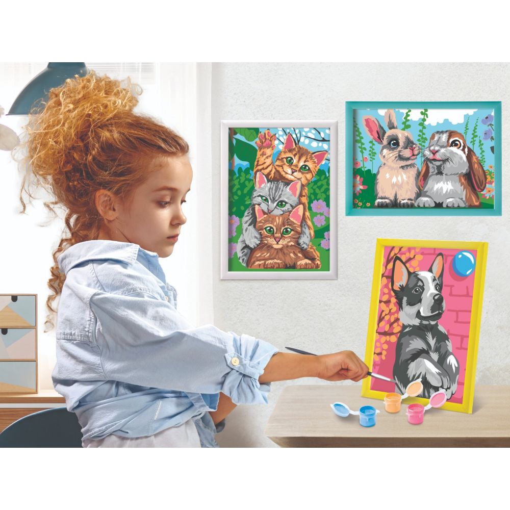 Комплект за рисуване по номера, Happy Hobby, Paint and frame, Забавни котета