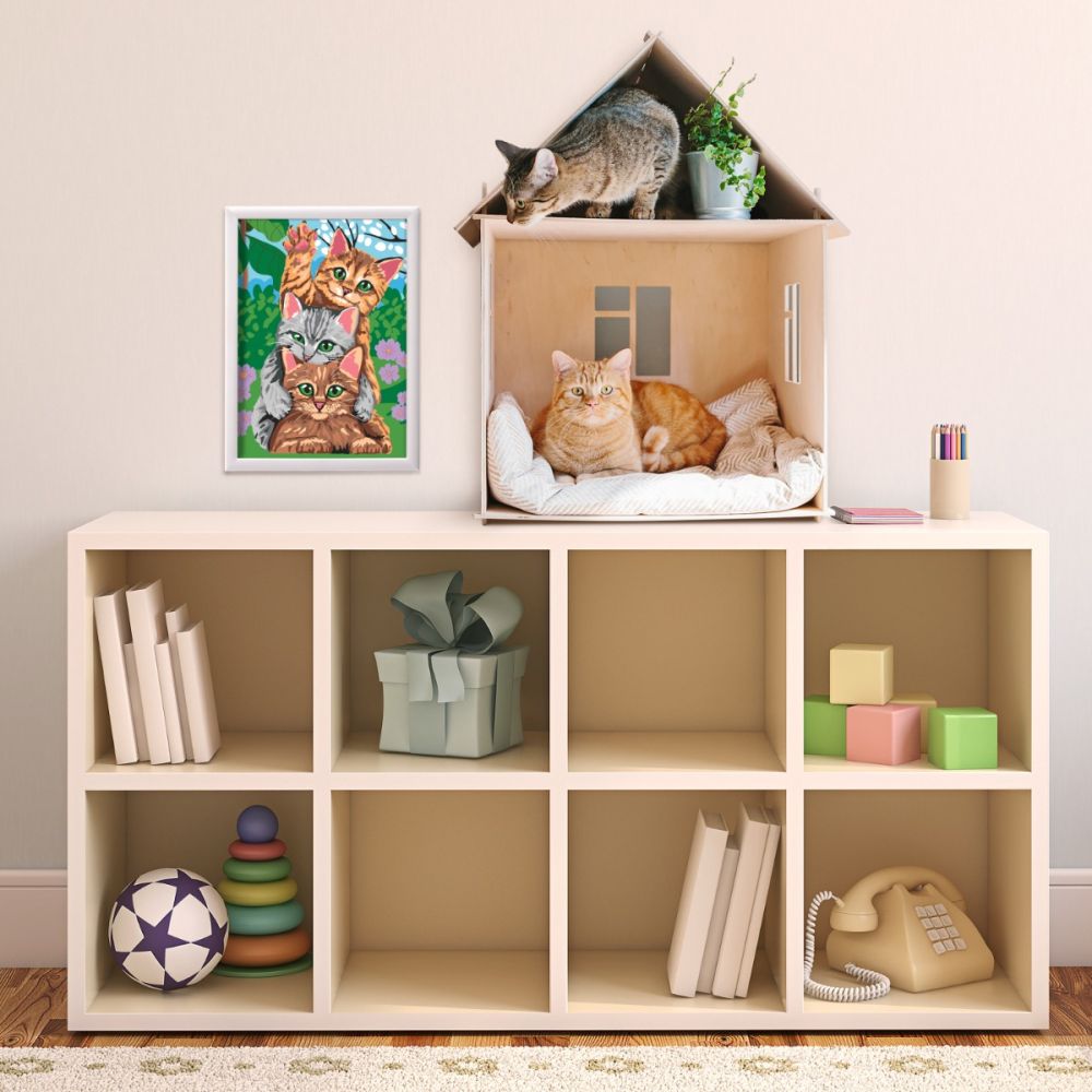 Комплект за рисуване по номера, Happy Hobby, Paint and frame, Забавни котета