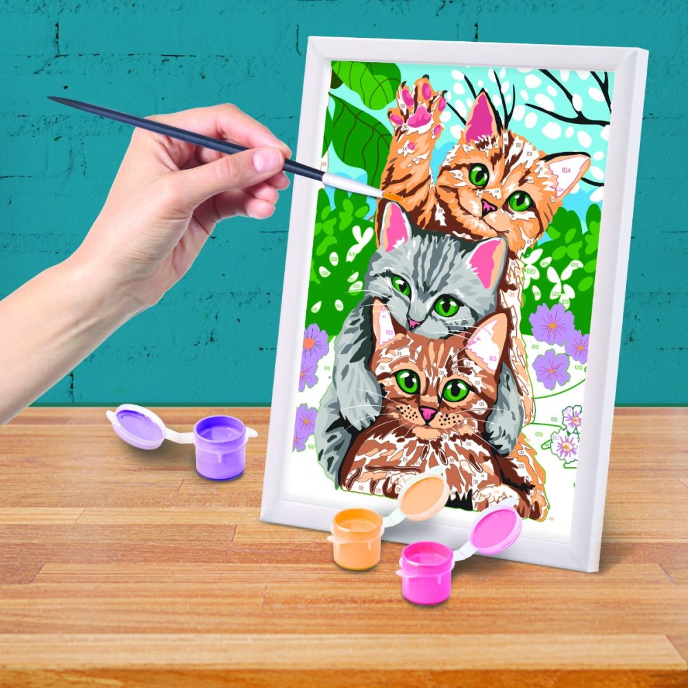 Комплект за рисуване по номера, Happy Hobby, Paint and frame, Забавни котета