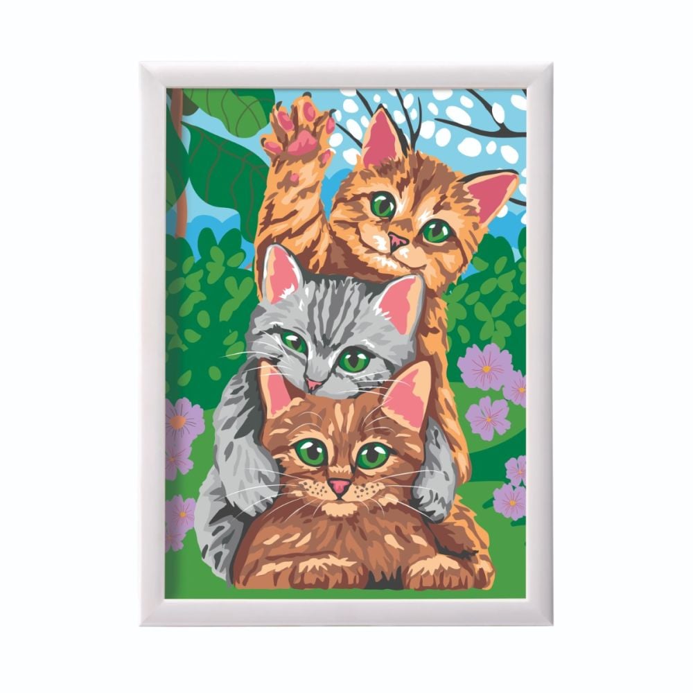 Комплект за рисуване по номера, Happy Hobby, Paint and frame, Забавни котета