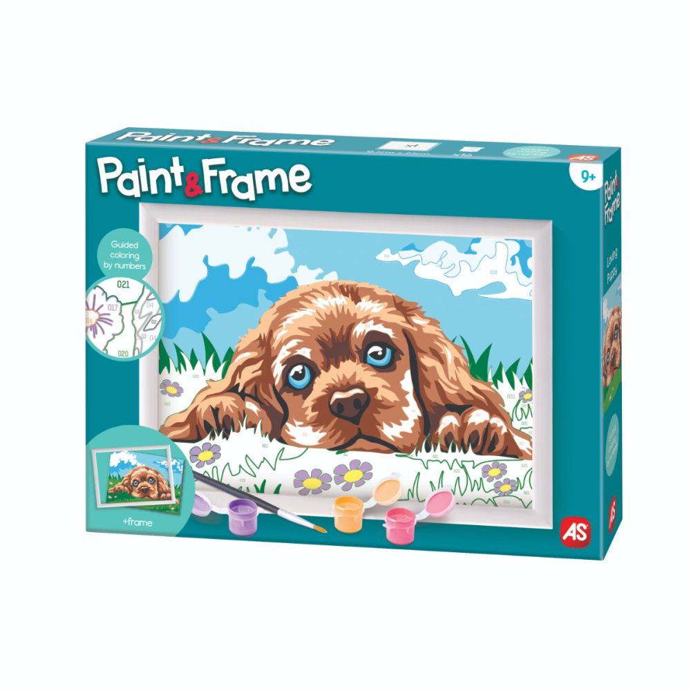 Комплект за рисуване по номера, Happi Hobbi, Paint and frame, Любящо кученце