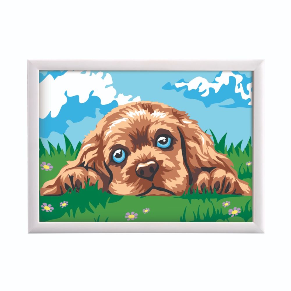 Комплект за рисуване по номера, Happi Hobbi, Paint and frame, Любящо кученце