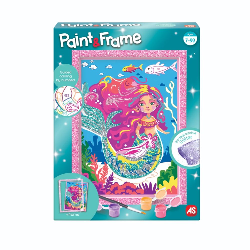 Комплект за рисуване по номера, Happi Hobbi, Paint and frame, Малката русалка