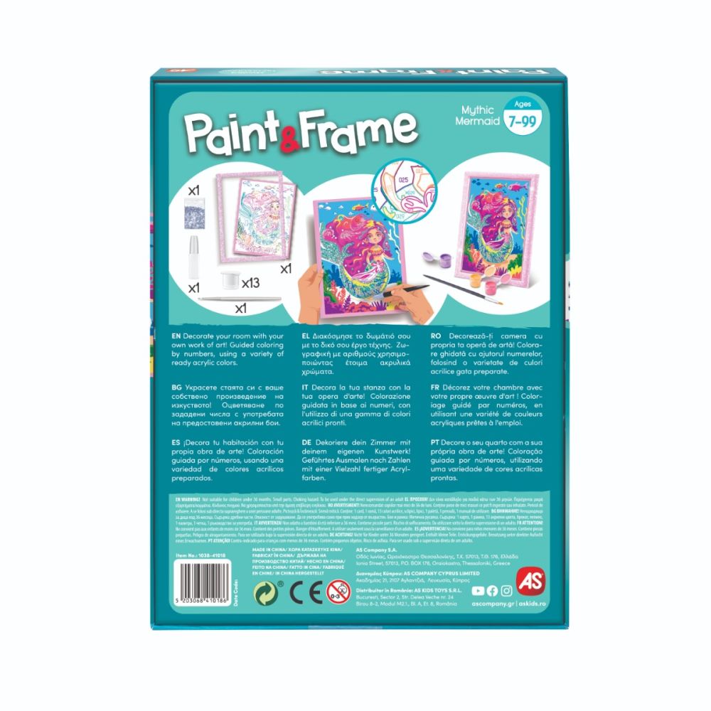 Комплект за рисуване по номера, Happi Hobbi, Paint and frame, Малката русалка