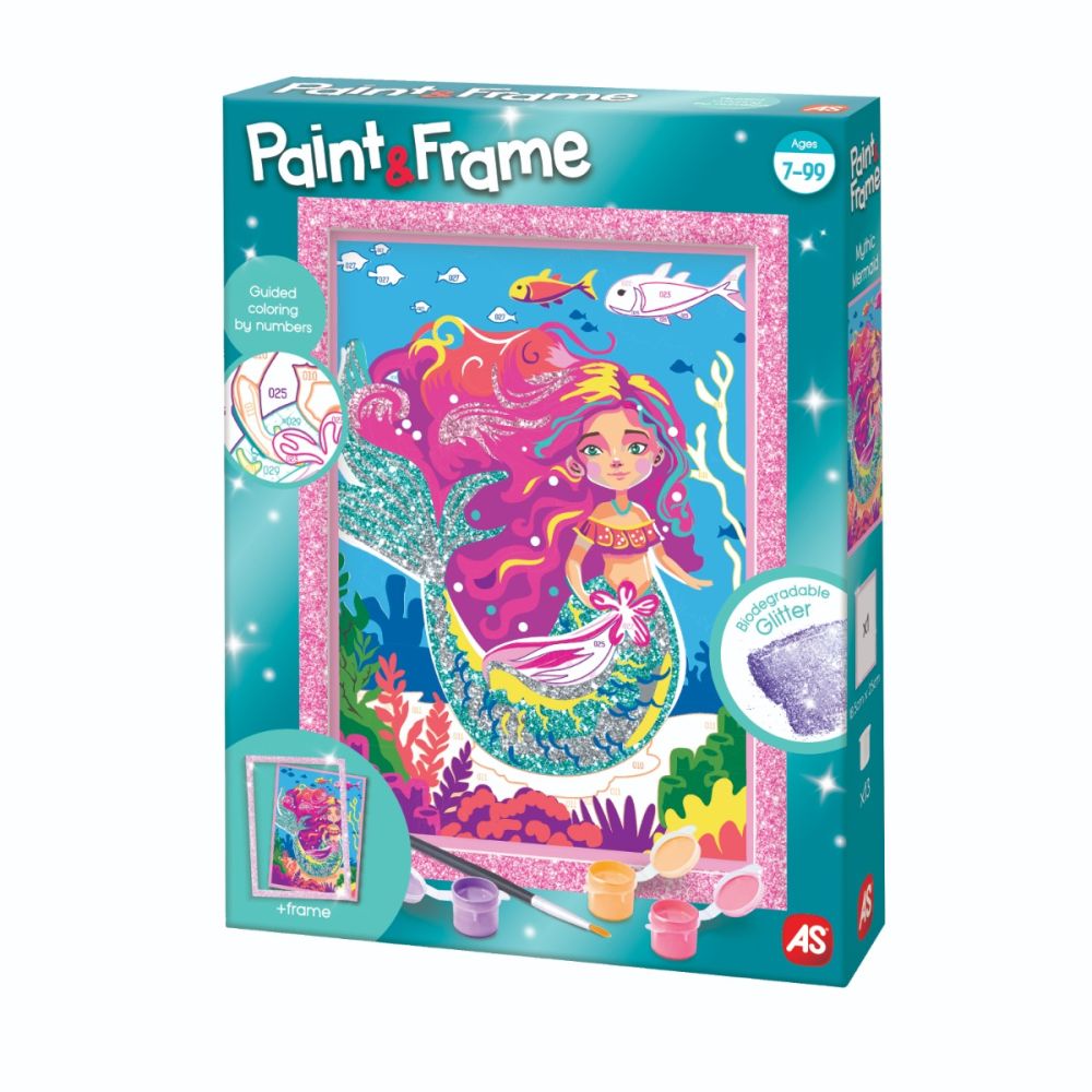 Комплект за рисуване по номера, Happi Hobbi, Paint and frame, Малката русалка